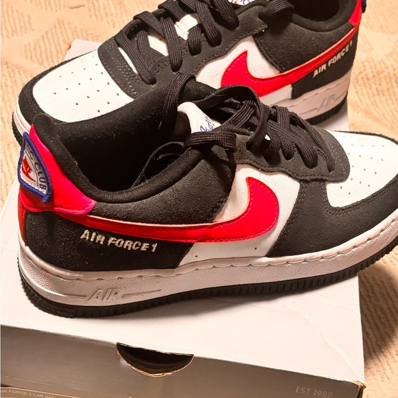 Nike Other - Nike Air Force 1 Black and White with Red Swoosh worn once